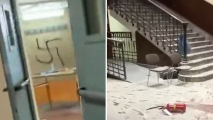 Il video girato nel liceo di Genova devastato da un gruppo di vandali: le aule messe a soqquadro, svastiche sulle pareti