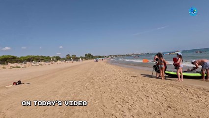 Calm Waves and Golden Sand - Beach Walk / Water Slides | 4K Tour