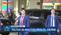 Karina Milei llegó al búnker de La Libertad Avanza (Video: América TV)