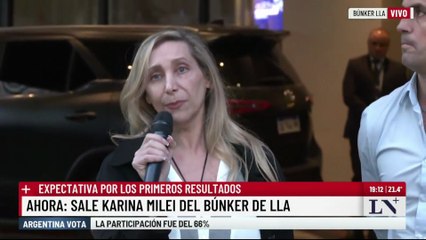 Karina Milei volvió a hablar en público desde el búnker de La Libertad Avanza