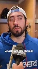 Mika Zibanejad on if it's "dangerous" to keep saying the Rangers are getting looks