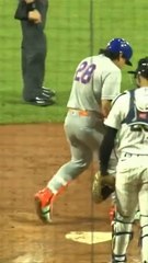 Rehabbing a right thumb sprain and Francisco Alvarez was hit in the the left hand in his first rehab start