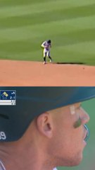 Aaron Judge bloodied after getting hit by Anthony Volpe throw between innings