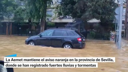 El temporal azota Sevilla: las imágenes de las intensas lluvias en la provincia con aviso naranja