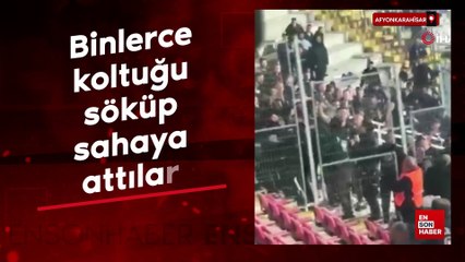 Afyonkarahisar'da olaylı maç binlerce koltuğu söküp sahaya attılar