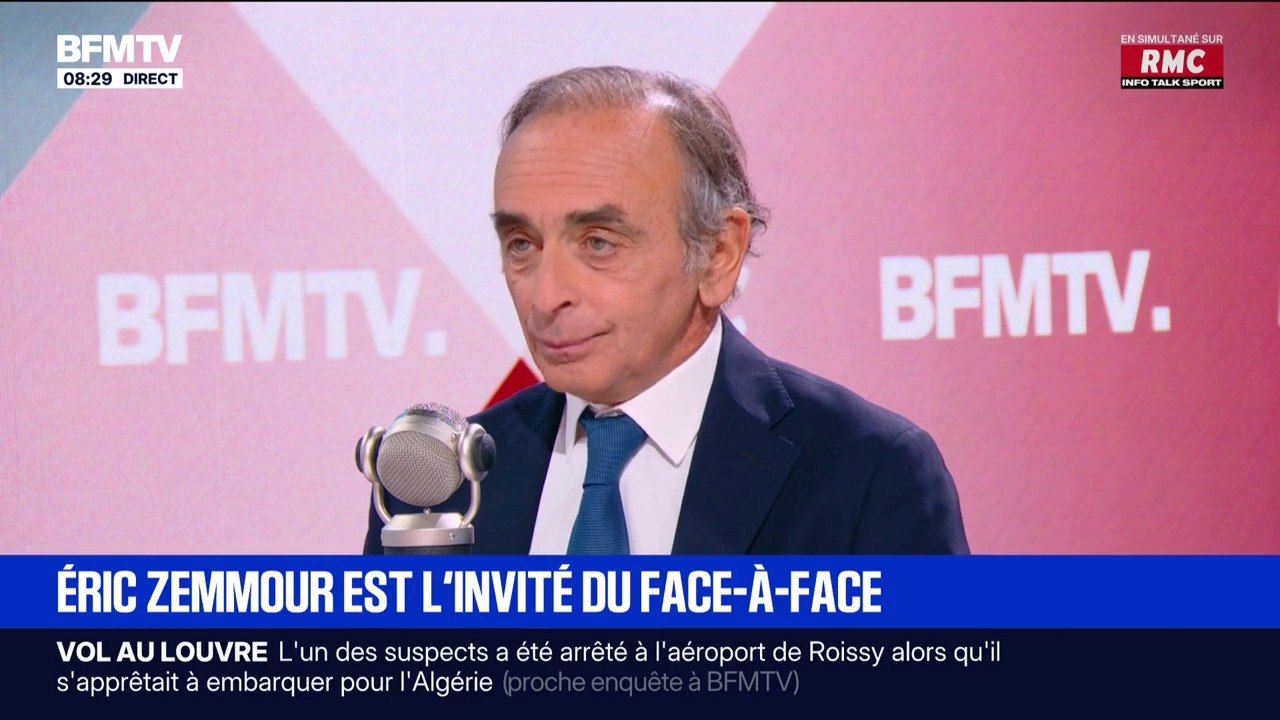Cambriolage au Louvre: "Je félicite les enquêteurs", affirme Éric Zemmour, après l'interpellation de deux suspects