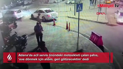 Adana’da hastaneye tedaviye gitti, çıkarken motosiklet çaldı! 'Sadece eve dönmek için aldım'