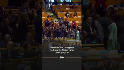 Dozens of UN delegates walk out as Netanyahu takes podium