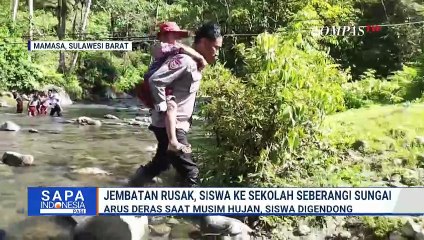 3 Tahun Jembatan Rusak, Siswa di Mamasa Harus Seberangi Sungai Demi ke Sekolah