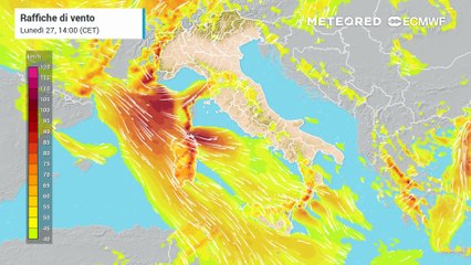 Lunedì 27 ottobre 2025: vento da burrasca sull'Italia nord-occidentale, è allerta meteo