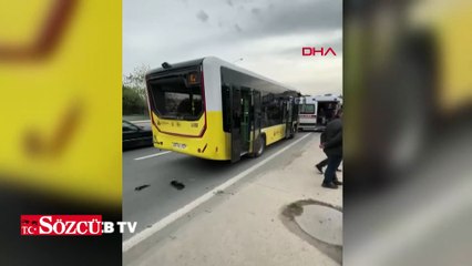 Büyükçekmece'de kamyon İETT otobüsüne çarptı