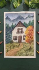 Peindre un paysage d’automne à l’aquarelle #aquarelle #watercolor #art