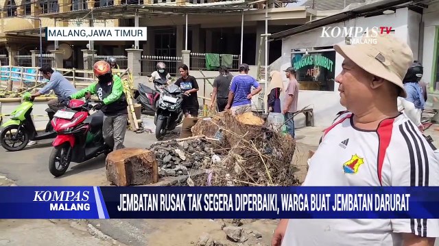 Jembatan Rusak Sonokembang Malang Tak Kunjung Diperbaiki, Warga Buat Jembatan Darurat