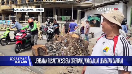 Jembatan Rusak Sonokembang Malang Tak Kunjung Diperbaiki, Warga Buat Jembatan Darurat