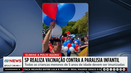 São Paulo foca vacinação contra poliomielite em crianças de até 5 anos