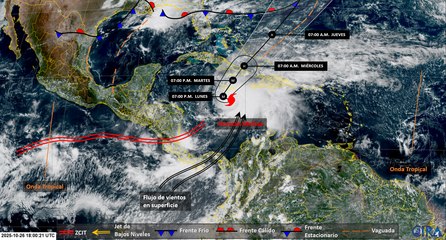 Huracán Melissa alcanza categoría 5 y mantiene su influencia indirecta sobre Panamá