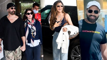 Akshay Kumar, Twinkle, Shilpa Shetty & Rohit Sharma - Hero, Heroine Aur Cricketer | Mumbai Airport