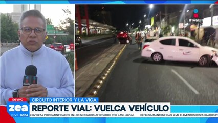 Automóvil se impacta contra ciclovía y vuelca sobre Tlalpan