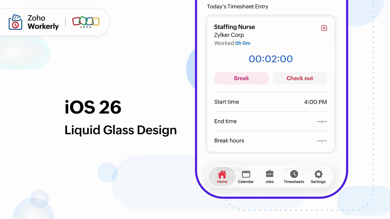 Zoho Workerly—Temps & Workers with Liquid Glass on iOS 26