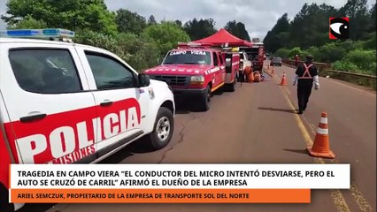 Tragedia en Campo Viera, el conductor del micro intentó desviarse, pero el auto se cruzó de carril
