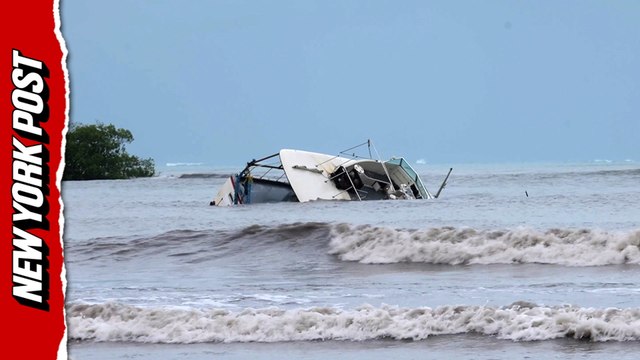 Capsized boat looks like hurricane Melissa's first victim in Jamaica – as island preps for the worst