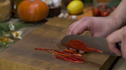 35 Almond paste with cherry tomato and asparagus