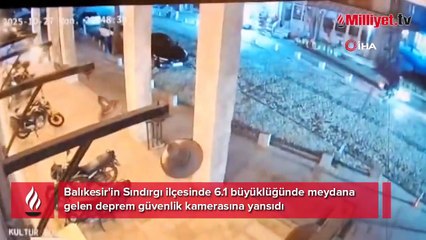 Balıkesir'de 6.1 büyüklüğündeki deprem güvenlik kamerasında