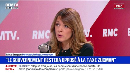 "Le gouvernement est opposé et restera opposé à la taxe Zucman", indique la porte-parole du gouvernement Maud Bregeon