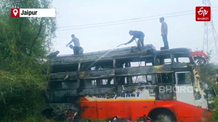 Two Labourers Charred To Death, A Dozen Injured As Bus Hits High-Tension Electricity Line In Jaipur