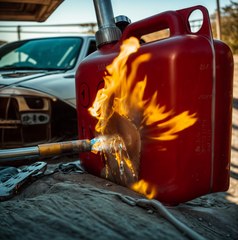 Flame testing fuel canister and free electricity from rubber bands!