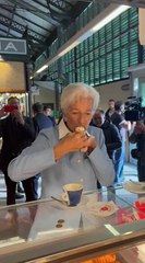 Christine Lagarde, colazione al mercato di Sant'Ambrogio a Firenze