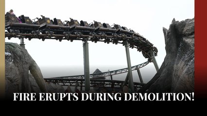 Roller Coaster Being Demolished Catches Fire