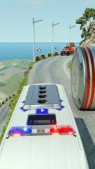 Cars & Ambulance Van vs Giant Pit of Bollards Crash – Epic Destruction Test . Beamng Rush