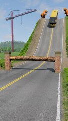 Colorful Capsule Buses & Cargo Truck vs Deadly Log Trap – Extreme Crash Test . Beamng Rush