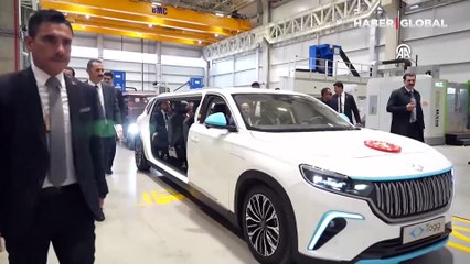 Türkiye'de tek...  İlk kez görüntülendi! Erdoğan alana özel üretim Togg ile geldi