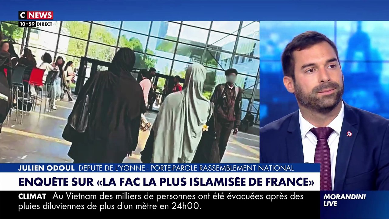 Révélation ce matin dans "Morandini Live" sur l’université de la Sorbonne Nord, présentée par "Valeurs Actuelles" comme le temple du communautarisme musulman: Repas halal, tags prosélytes, prières dans les couloirs - VIDEO