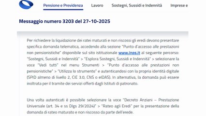 BONUS ANZIANI AGLI EREDI: Al via DOMANDE INPS! Ecco come inviarla