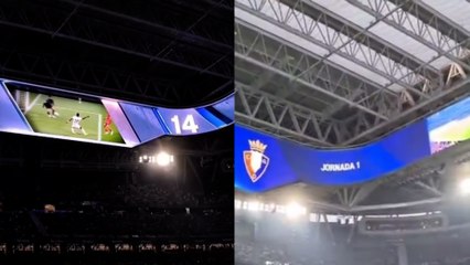 El videomarcador del Bernabéu no siempre es el mismo: diferencias entre Liga y Champions