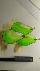 Pear composition , watercolours pears , fruits composition