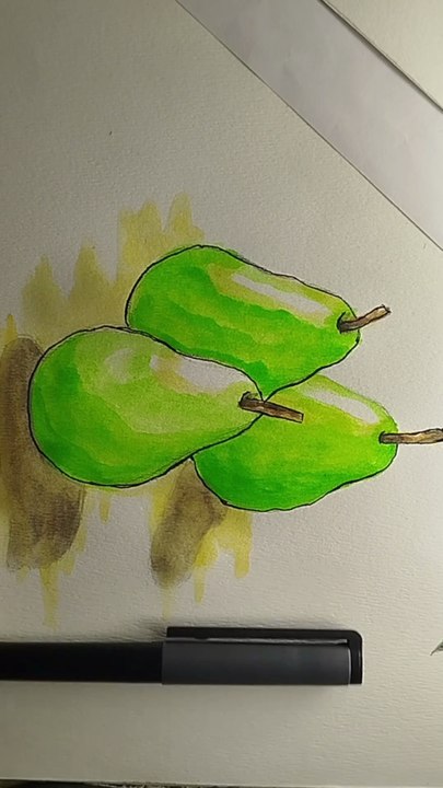 Pear composition , watercolours pears , fruits composition