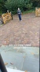 Person Playfully Closes Door as Cousin Excitedly Runs Toward Them