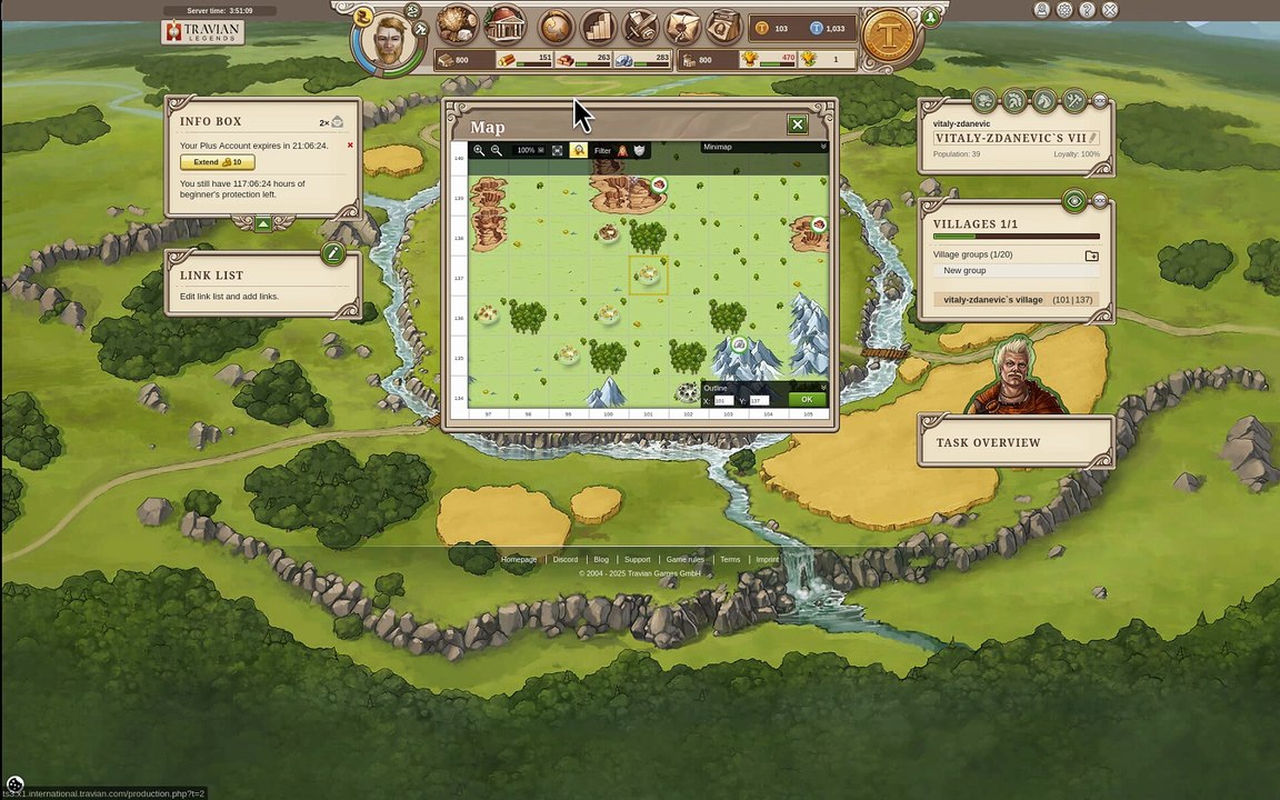 Travian: browser game, just playing, on a small level