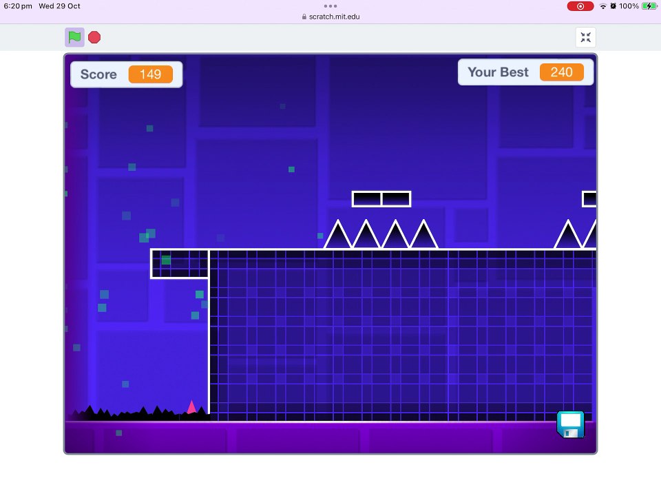 Me at Geometry Dash on Scratch
