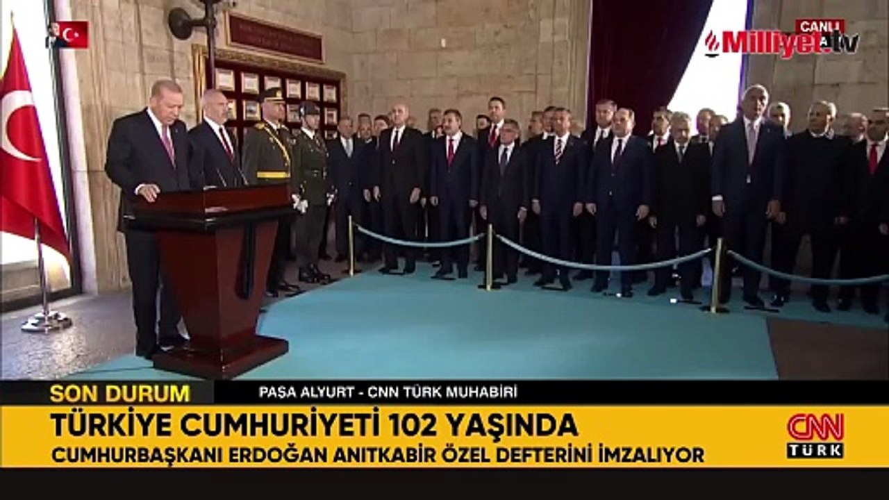 Türkiye Cumhuriyeti 102 yaşında! Cumhurbaşkanı Erdoğan ve devlet erkanından Anıtkabir'e ziyaret