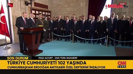 Türkiye Cumhuriyeti 102 yaşında! Cumhurbaşkanı Erdoğan ve devlet erkanından Anıtkabir'e ziyaret