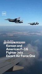 Korean and American F-16 Fighter Jets Escort Air Force One