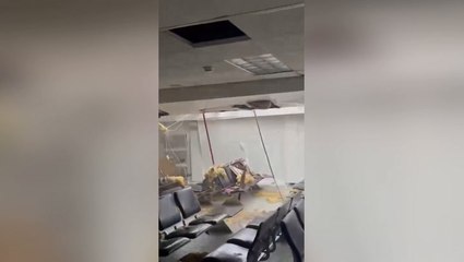 Roof torn off airport as Hurricane Melissa batters Jamaica
