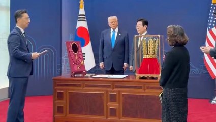 Trump honoured with golden crown by South Korea: ‘I could wear it right now’