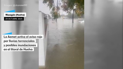 La Aemet activa el aviso rojo por las lluvias torrenciales en Huelva