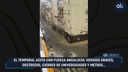 El temporal azota con fuerza Andalucía- heridos graves, destrozos, cierres de universidades y metros...